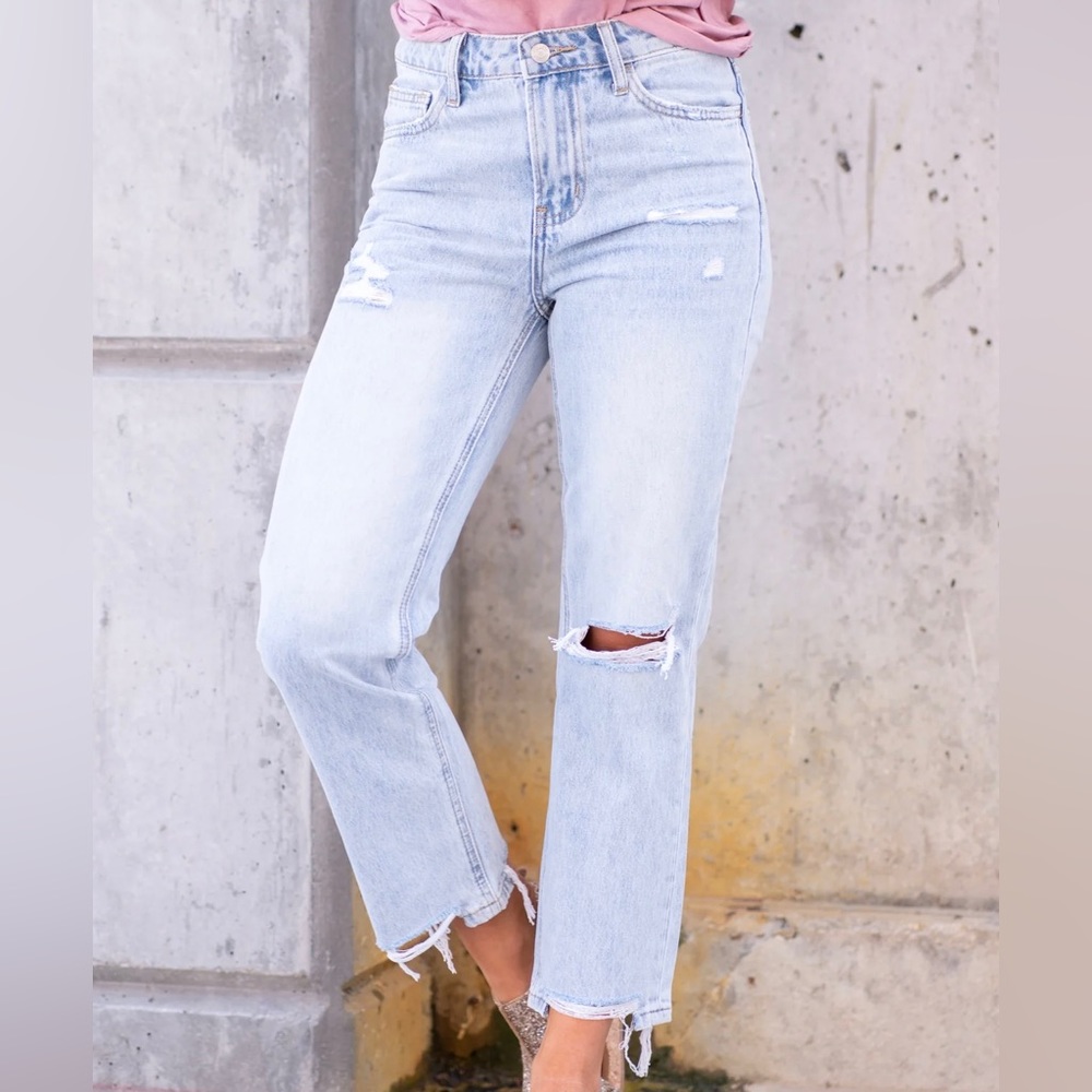 VERVET ONE LOVE VINTAGE HIGH RISE RELAXED CROP JEANS SIZE 30